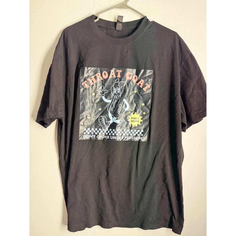 Magic Custom Throat Goat Hot Dog Graphic Tee Black 2XL Funny Streetwear T-Shirt